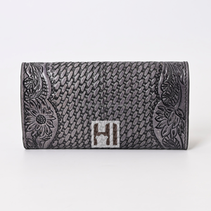 Long Natural Cowhide Leather <b>Wallet</b> Vintage Trifold - Product Image 4