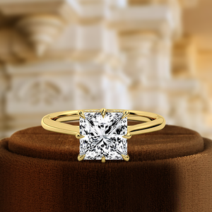 Bague de fiançailles et de mariage minimaliste en or jaune 14 carats avec diamant de laboratoire taille princesse 1,5 carat certifié IGI, sertie à griffes – Cadeau idéal - Product Image 5