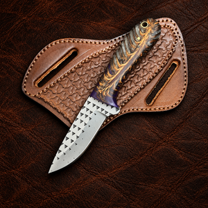 Couteau de cowboy personnalisé, lame en acier, manche en résine époxy, fourreau en bois et résine époxy, pour le camping en plein air, la chasse, haute qualité, service OEM - Product Image 1