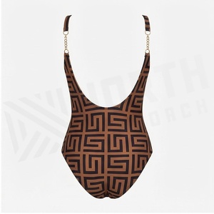 Women's One-Piece Geometric Print Swimsuit Scoop Neck Stretch Spandex Polyester Bikini Beachwear - Product Image 2