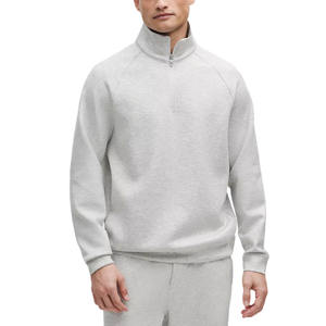 Men's Burgundy Quarter Zip Knitted Pullover <b>Sweater</b> Regular Sleeve <b>Fleece</b> Sweatshirt for Autumn Winter - Product Image 1