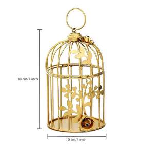 Metal Eco-Friendly Handmade Customizable Table Decor Bird Cage <b>Tealight</b> Candle Holder Hanging <b>Lantern</b> Wedding Home Table - Product Image 3