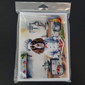 Whimsical A7 Size <b>5x7</b> Blank Note Cards Pack 8 English Springer Spaniel the Chef Greeting Cards with <b>Envelopes</b> - Product Image 3