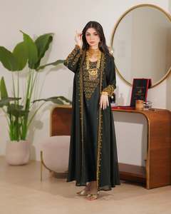 Awais House Women's Green Embroidered Abaya Long Sleeve Floor Length Modest Wedding Dress - Product Image 4