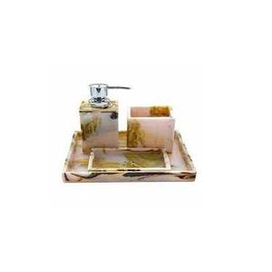 New Arrival Resin <b>Bathroom</b> <b>Accessories</b> <b>Set</b> Soap Glossy Finished Dispenser Tumbler Soap Dish Tray Luxury Hotel Vanity Organizer - Product Image 4