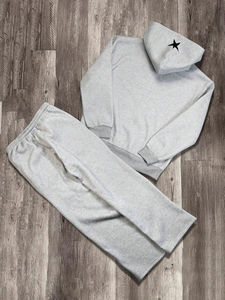 NEW Men's Letter Print <b>Hooded</b> <b>Zip</b> Sweatshirt And Drawstring Sweatpants Set - Product Image 2