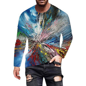 Camisetas Casuales de Algodón para Hombre de Primera Calidad, 200 Gramos, Cuello Redondo, Logotipo Personalizado, Mangas Largas, Multicolor, Impresión por Sublimación 3D - Product Image 4