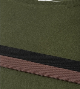 Chemise décontractée à manches courtes pour homme, vert olive, unie, col tricoté rayé, été, ODM, écologique, 100% coton - Product Image 6