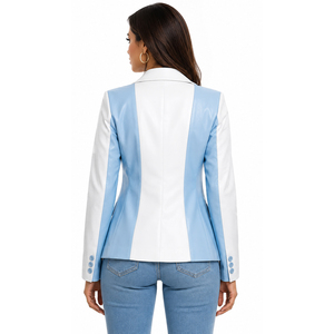 Blazer en cuir véritable de qualité supérieure pour femmes, style hip-hop, écologique, anti-plis, fermeture à bouton unique, polyester - Product Image 2