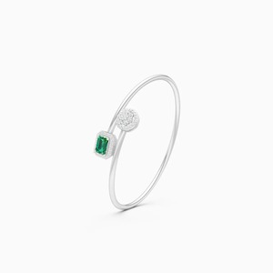 0.59 Ct Diamond And 0.65 Ct Stone Elegant Emerald Style With Round Diamond Bracelet In 9K Yellow White And Rose <b>Gold</b> - Product Image 2