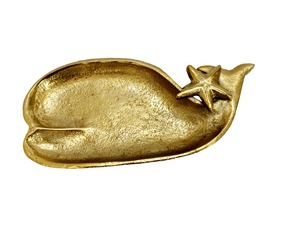 Plateau décoratif en aluminium doré, bol de service en forme d'étoile de mer, plat à collation moderne en métal pour la décoration de fêtes et de mariages - Product Image 1