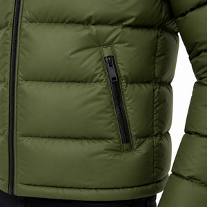 Chaqueta Acolchada Verde Oliva para Hombre, Transpirable, Resistente al Viento, Informal de Invierno, con Cierre y Cuello Alto, Grosor Estándar - Product Image 5