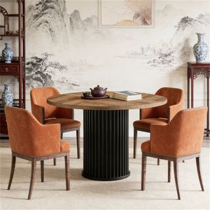 Tavolo da Pranzo Rotondo in Legno per Cucina e Soggiorno, Ideale per Accogliere gli Ospiti - Product Image 4