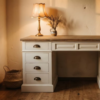 Bureau de travail contemporain en bois durable et écologique Ani avec tiroir à dossiers, finition naturelle, pour bureau à domicile et salle d'étude