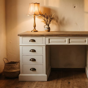 Escritorio de Oficina Contemporáneo de Madera Ani con Cajón para Archivos, Acabado Natural, para Oficina en Casa y Sala de Estudio - Product Image 4