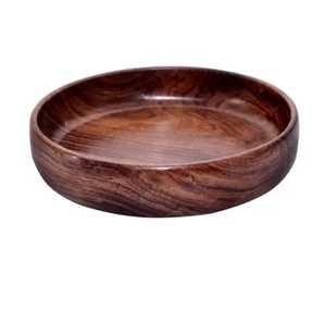 Wholesale Dark Walnut Wood Salad Bowl Modern Design Handmade <b>Round</b> Smooth Fruit Serving Eco Friendly Kitchen Mixing <b>Basin</b> Bulk - Product Image 1
