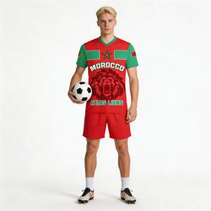 Camiseta de Béisbol de los Leones del Atlas de Marruecos para Hombre, Manga Corta, Cuello en V, Estampado Sublimado, Rojo y Verde, Camiseta Deportiva de Equipo - Product Image 3