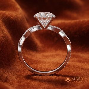 Women's Silver Prong Set Round Cut Moissanite Solitaire Engagement Wedding <b>Ring</b> Luxury Bridal Jewelry Gift From Gujarat - Product Image 5