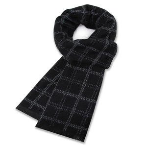 Écharpe longue en acrylique tricotée à carreaux gris classique pour homme, thermique, pour l'hiver - Product Image 6