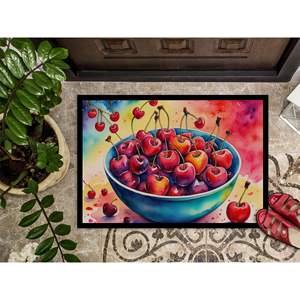 Felpudo antideslizante de cerezas coloridas para interiores/exteriores, lavable, de pila baja, 24H X 36W, felpudo para puerta Delantera para entrada - Product Image 3