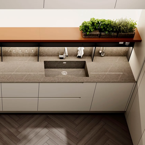 JY Project - Gabinetes de Cocina Modernos de Lujo Personalizados al por Mayor, Juego de Gabinetes de Cocina Modulares Estándar Americanos de MDF y Resina - Product Image 4