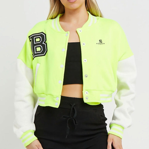 <b>Womens</b> Fleece Letterman <b>Jacket</b> Custom Patch Cotton Polyester Baseball Varsity Bomber <b>for</b> College Wear 2026 - Product Image 1