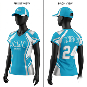 Maillot de cheerleading personnalisé en polyester interlock 180 GSM, panneaux bleus et blancs, impression par sublimation, tenue d'équipe - Product Image 1