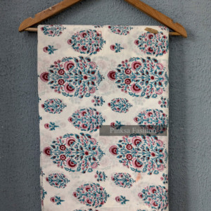 ผ้าฝ้ายพิมพ์ลายบล็อกแฮนด์เมดจากเมืองชัยปุระ ประเทศอินเดีย 100% สำหรับตัดเย็บเสื้อผ้า ขายส่ง ผ้าฝ้ายพิมพ์ลายดอกไม้คุณภาพสูง - Product Image 6