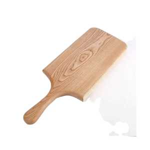 Planche à découper carrée en bois blanchi avec poignée en cuir, épaisseur 1,5 cm, bloc à découper rustique, plateau de service pour charcuterie - Product Image 2