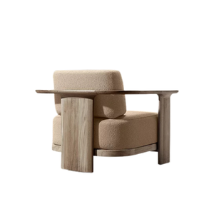 Sillón de Exterior Contemporáneo de Teca Sólida con Acabado Oscuro, Base Gruesa y Resistente, Cojín Confortable, Muebles de Lujo para Villa - Product Image 5