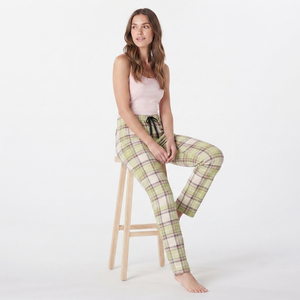 Pantalon de pyjama en flanelle à taille haute avec cordon de serrage pour femme, 100% coton biologique, coupe ample, streetwear - Product Image 3