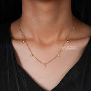 จี้ทองคำ 14K ประดับเพชรโมอิสซาไนต์ทรงกลม 7 เม็ด สำหรับผู้หญิง น้ำหนัก 0.28 กะรัต เครื่องประดับหรูหรา ของขวัญเพชร C6 ที่เพาะเลี้ยงในห้องปฏิบัติการ - Product Image 1