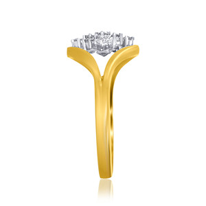 Solid 14K Yellow Gold Ring Fashion Ring for Women 7 Small Diamonds Modern Chic Birthday <b>Present</b> 0.20ctw - Product Image 3