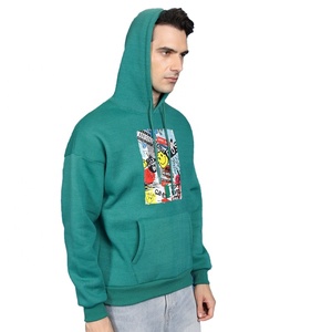Sweat-shirt à capuche vert personnalisé pour homme, imprimé, style streetwear, avec poche avant, coupe classique - Product Image 2