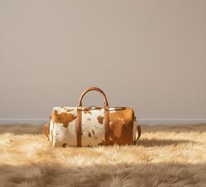 Nouvel Arrivage Sac de Voyage Week-end Écologique Fait Main en Cuir de Vachette à Poils Naturels Grande Taille Respirant 100% Véritable - Product Image 2