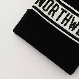 Bonnet Northwood Noir Blanc Vert Boutonné Unisexe Adulte Hiver Décontracté Tricoté 100% Acrylique Motif Jacquard Lettres Voyage - Product Image 5