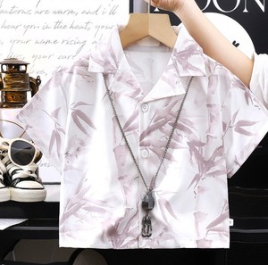 เสื้อเชิ้ตเด็กชายแขนสั้นพิมพ์ลายตัวอักษร ปกคอพับ ลำลอง ทรงปกติ ผ้าทอ - Product Image 2