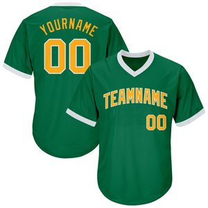 Custom Green V-Neck Baseball Jersey Men's Short Sleeve Team Name Printed Moisture Wicking Polyester <b>Sport</b> <b>Apparel</b> - Product Image 2