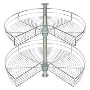 Cesta giratoria de acero inoxidable de 270 grados para gabinete de cocina de esquina, sistema de almacenamiento extraíble Lazy Susan de 2 niveles - Product Image 1