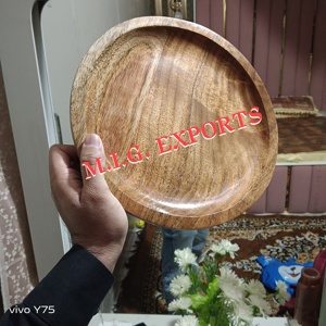 Bulk Wooden <b>Plate</b> with Natural Polished <b>Surface</b> Rustic Serveware for Dining Kitchen Restaurants & Special Occasions Wooden <b>Plate</b> - Product Image 2