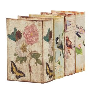 Juego de 4 cajas de almacenamiento decorativas con diseño de escritura a mano de pájaros y flores Cajas de libros de 5,5x4x2" - Product Image 5