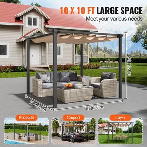 Pergola Moderna 10x10 da Esterno Retrattile in Alluminio con Tenda Parasole e Gazebo - Product Image 5