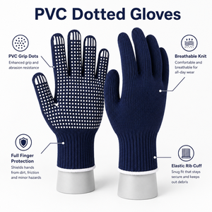 ถุงมือแบบมีจุดกันลื่นระดับพรีเมียม ให้การปกป้องมืออย่างสบาย ผลิตจากผ้าที่ทนทาน และช่วยให้การจับถือได้อย่างมั่นคงสำหรับงานอุตสาหกรรมทั่วไป - Product Image 6