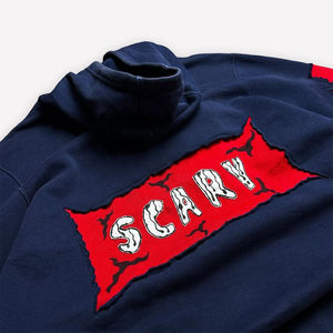 Sudadera con Capucha Bordada con Calavera para Hombre |   Sudadera estilo patchwork |   Logotipo Personalizado Premium OEM - Product Image 3