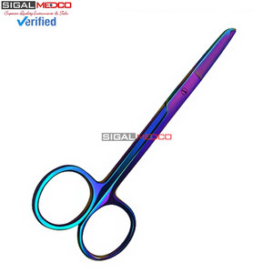 กรรไกรตัดไหมเย็บแผล Littauer แบบตรง ขนาด 4.5 นิ้ว สีรุ้ง ผลิตจากเหล็กกล้าไร้สนิมเยอรมัน อุปกรณ์การแพทย์ผ่าตัด ได้รับการรับรองมาตรฐาน CE - Product Image 2