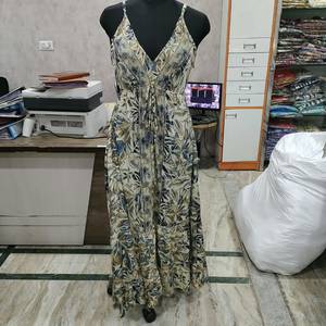 Vestido Maxi de Verano para Mujer, de Poliéster Tejido con Estampado Digital, Estilo Vintage, con Tirantes Finos, Espalda Descubierta, Cintura Natural, Casual, para la Playa o Vacaciones - Product Image 3