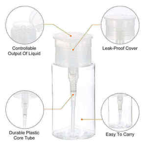 Bouteille en plastique PET cylindrique vide rechargeable avec pompe pulvérisatrice pour dissolvant de maquillage, étiquette personnalisée, pour alcool, acétone, vernis à ongles Unalilia - Product Image 5