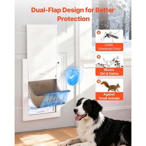 Grande porte pour animaux à double fermeture magnétique, cadre métallique robuste, résistante aux intempéries, pour usage intérieur et extérieur, produit promotionnel pour animaux - Product Image 3