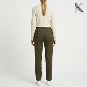 Pantalon en coton et lyocell pour femme, coupe droite, tissu satiné extensible, idéal pour le bureau, OEM ODM - Product Image 3