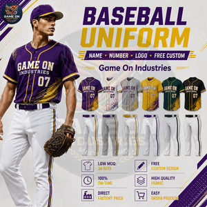Maillot de baseball sublimé respirant de bonne qualité 2026 avec pantalon à passepoil assorti – Uniformes d'équipe sportive personnalisés - Product Image 3
